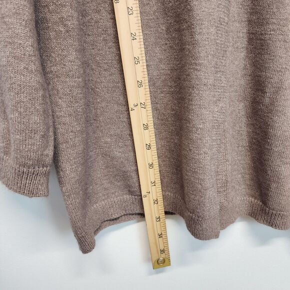 Made With Love Snap Front Cardigan Sweater Size XL Taupe Round Neck Soft Boxy - Picture 12 of 16